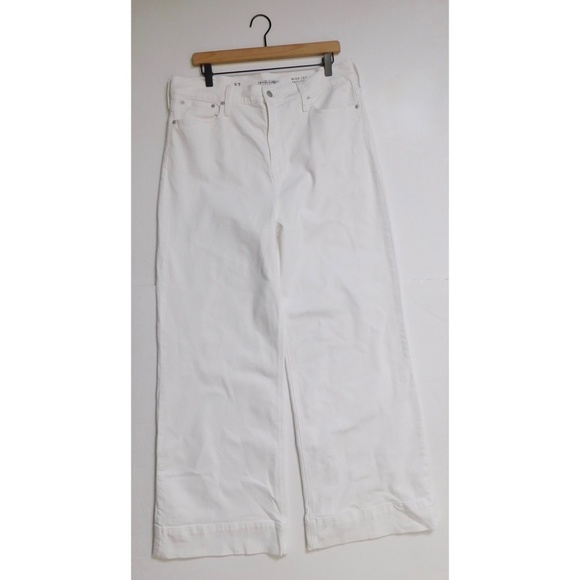 NEW!! J. CREW Wide Leg Denim Trousers Solid White Preppy Minimalist Size 32 - Picture 3 of 16